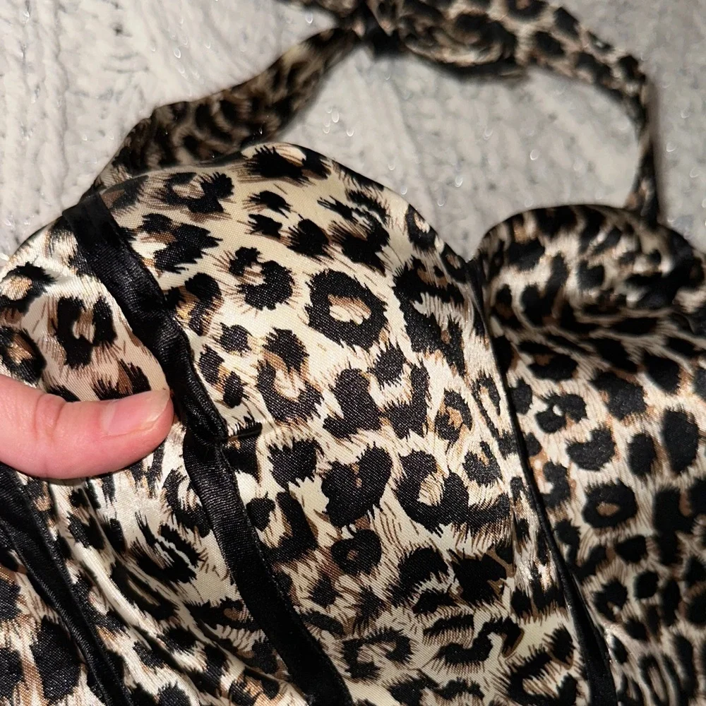 Leopard Print Halter corset Dress with Ruffled tutu Skirt (Padded bra) - Picture 6 of 15